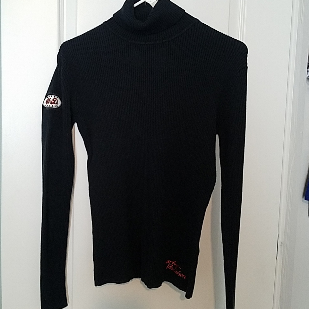 Black Harley Davidson turtleneck ribbed top size S